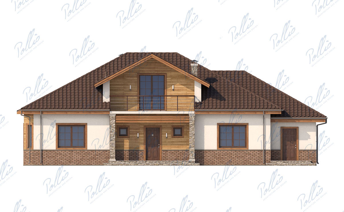 Projekt domu parterowego z poddaszem o pow. 268 m² z kinem domowym, 2 sypialniami i gabinetem