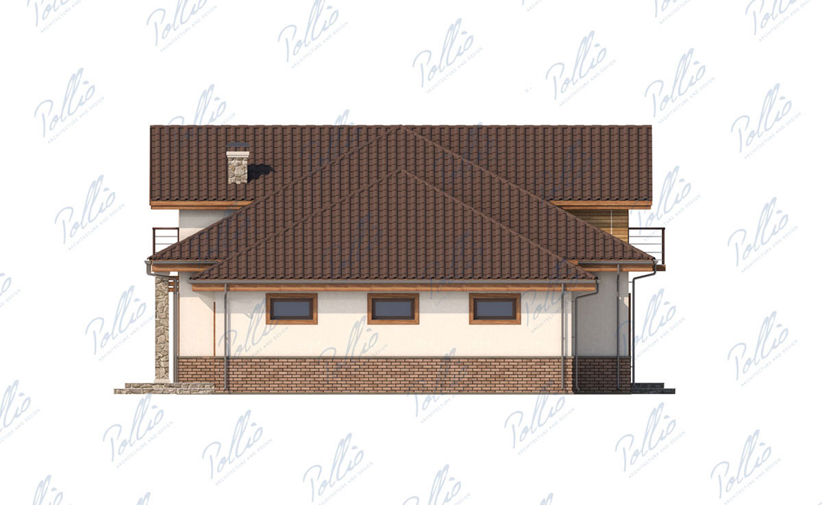 Projekt domu parterowego z poddaszem o pow. 268 m² z kinem domowym, 2 sypialniami i gabinetem