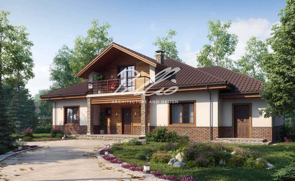 Projekt domu parterowego z poddaszem o pow. 268 m² z kinem domowym, 2 sypialniami i gabinetem