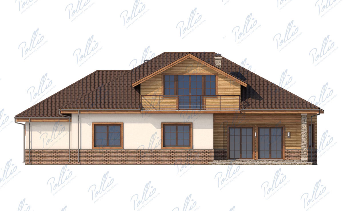 Projekt domu parterowego z poddaszem o pow. 268 m² z kinem domowym, 2 sypialniami i gabinetem