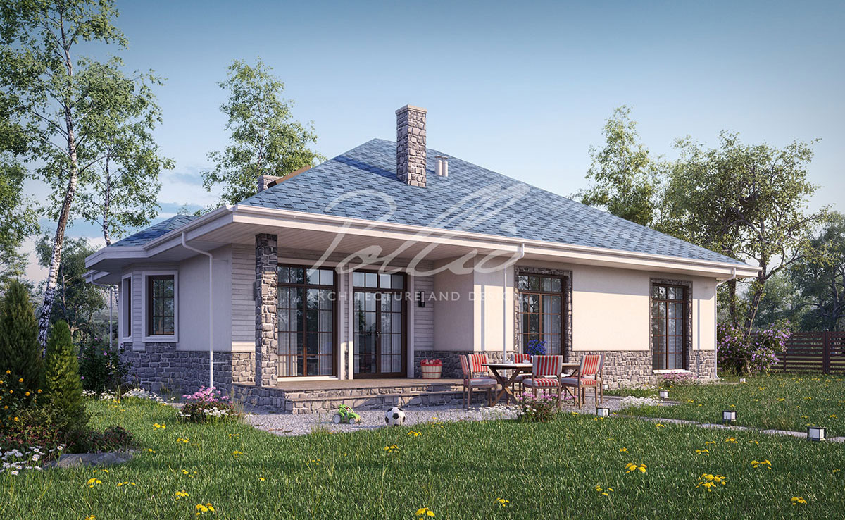 Projekt domu jednorodzinnego o pow. 164 m²: Parterowy z poddaszem użytkowym, 4 Sypialnie, Gabinet, 3 Łazienki, Otwarta kuchnia