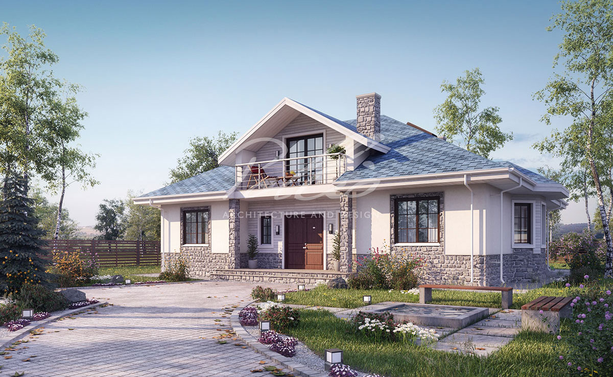 Projekt domu jednorodzinnego o pow. 164 m²: z poddaszem użytkowym, 4 Sypialnie, Gabinet, 3 Łazienki, Otwarta kuchnia