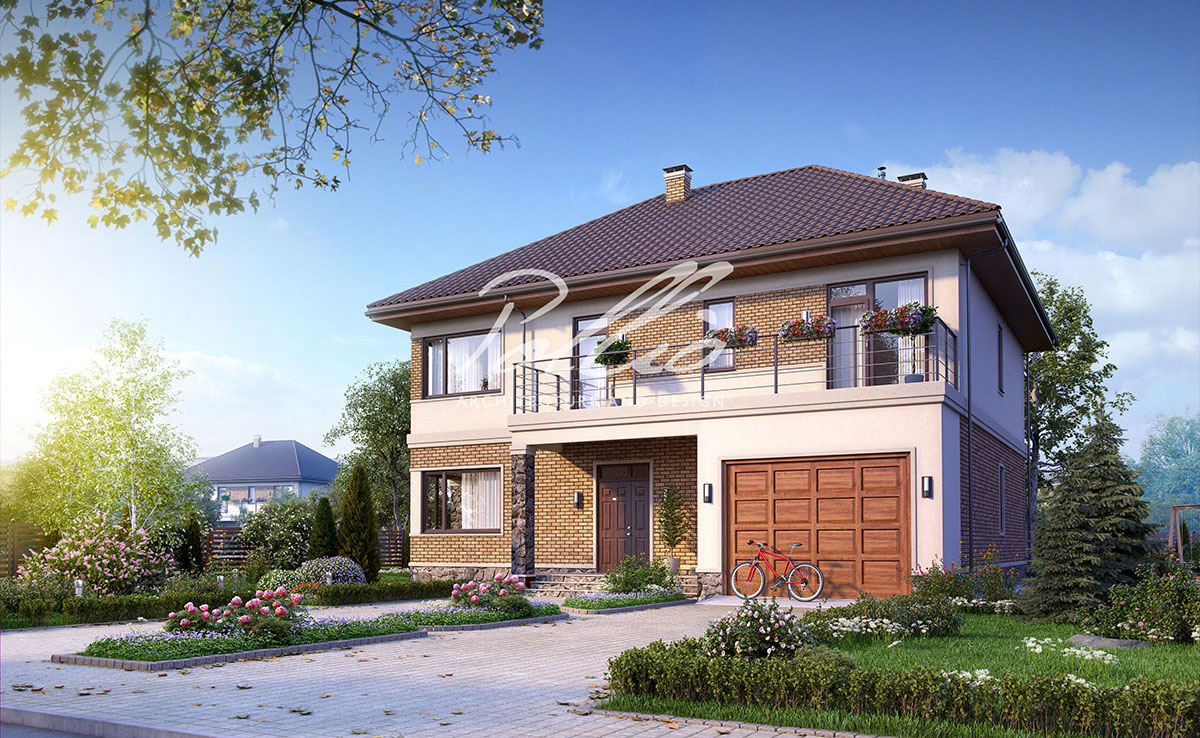 Projekt domu jednorodzinnego o pow. 245 m²: Piętrowy, 3 Sypialnie, Gabinet, 3 Łazienki, Otwarta kuchnia, Garaż