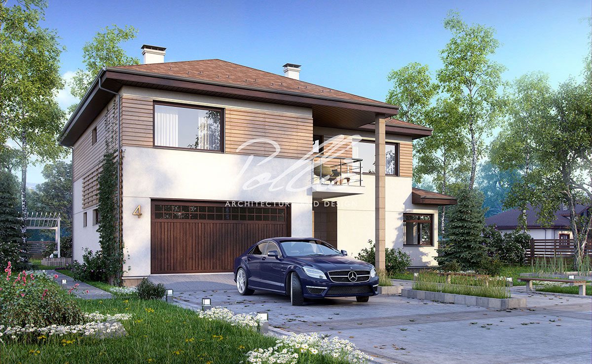 Projekt domu jednorodzinnego o pow. 234 m²: Piętrowy, 3 Sypialnie, Gabinet, 3 Łazienki, Otwarta kuchnia, Garaż