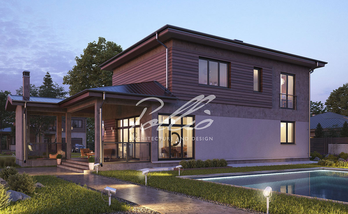 Projekt domu jednorodzinnego o pow. 236 m²: Piętrowy, 4 Sypialnie, Gabinet, 3 Łazienki, Otwarta kuchnia, Garaż