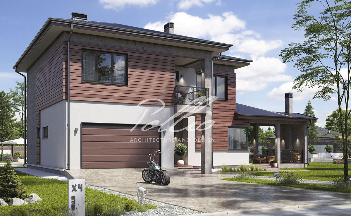 Projekt domu jednorodzinnego o pow. 236 m²: Piętrowy, 4 Sypialnie, Gabinet, 3 Łazienki, Otwarta kuchnia, Garaż