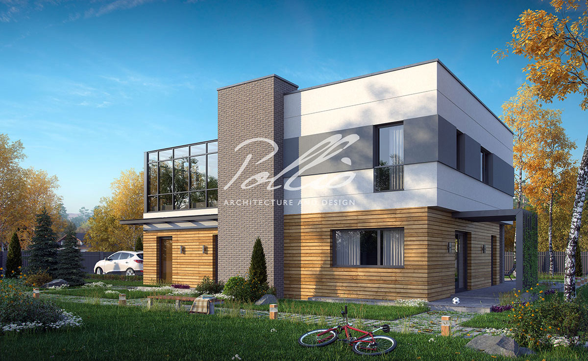 Projekt domu jednorodzinnego o pow. 216 m²: Piętrowy, 3 Sypialnie, Gabinet, 3 Łazienki, Otwarta kuchnia, Garaż