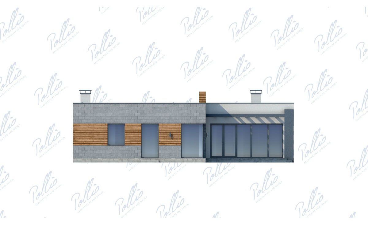 Projekt domu jednorodzinnego o pow. 203 m²: Parterowy, 3 Sypialnie, Gabinet, 3 Łazienki, Otwarta kuchnia, Garaż