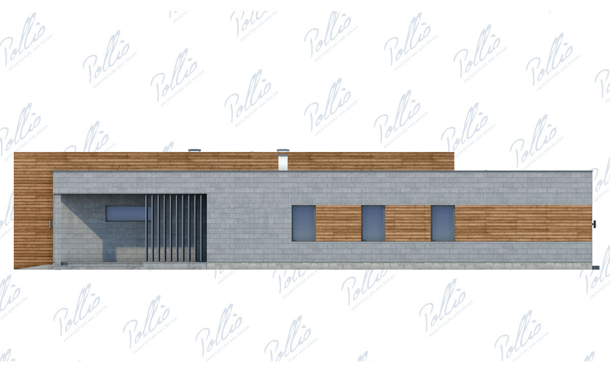 Projekt domu jednorodzinnego o pow. 203 m²: Parterowy, 3 Sypialnie, Gabinet, 3 Łazienki, Otwarta kuchnia, Garaż