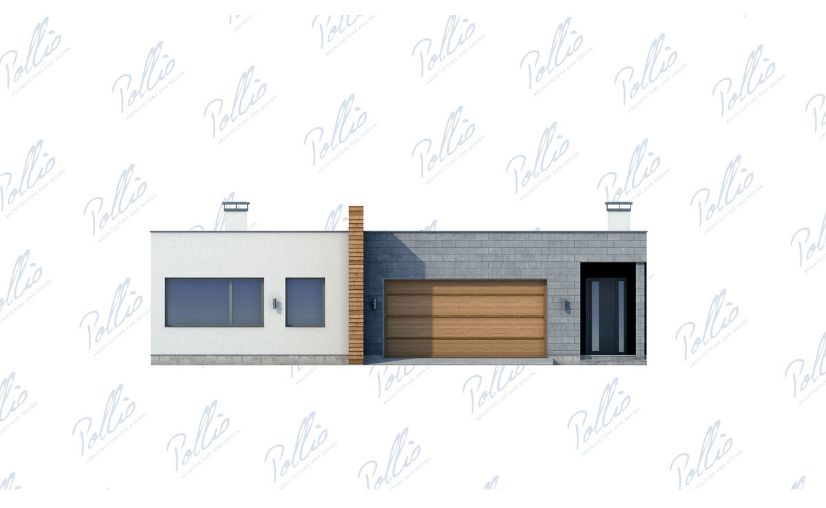 Projekt domu jednorodzinnego o pow. 203 m²: Parterowy, 3 Sypialnie, Gabinet, 3 Łazienki, Otwarta kuchnia, Garaż