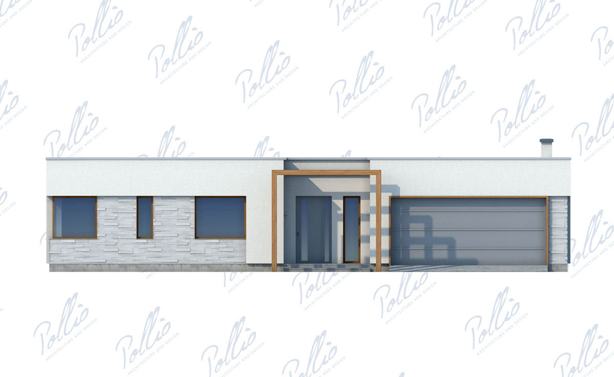 Projekt domu jednorodzinnego o pow. 233 m²: Parterowy, 3 Sypialnie, Gabinet, 3 Łazienki, Otwarta kuchnia, Garaż