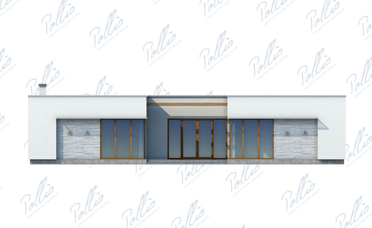 Projekt domu jednorodzinnego o pow. 233 m²: Parterowy, 3 Sypialnie, Gabinet, 3 Łazienki, Otwarta kuchnia, Garaż