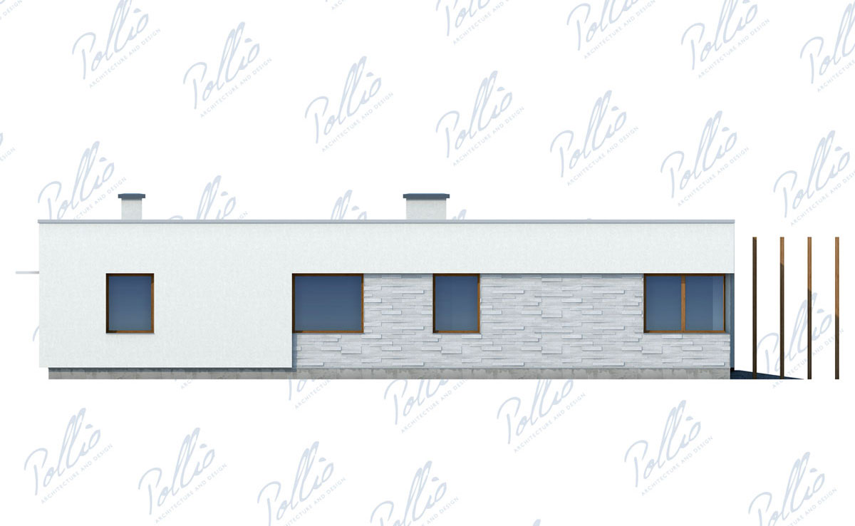 Projekt domu jednorodzinnego o pow. 233 m²: Parterowy, 3 Sypialnie, Gabinet, 3 Łazienki, Otwarta kuchnia, Garaż