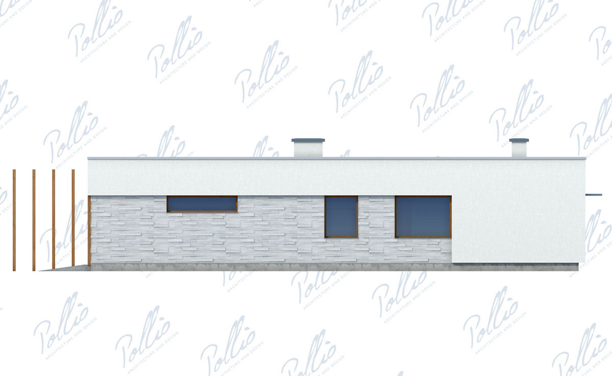 Projekt domu jednorodzinnego o pow. 233 m²: Parterowy, 3 Sypialnie, Gabinet, 3 Łazienki, Otwarta kuchnia, Garaż