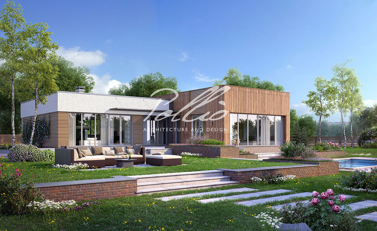 Projekt domu jednorodzinnego o pow. 217 m²: Parterowy, 3 Sypialnie, Gabinet, 4 Łazienki, Otwarta kuchnia