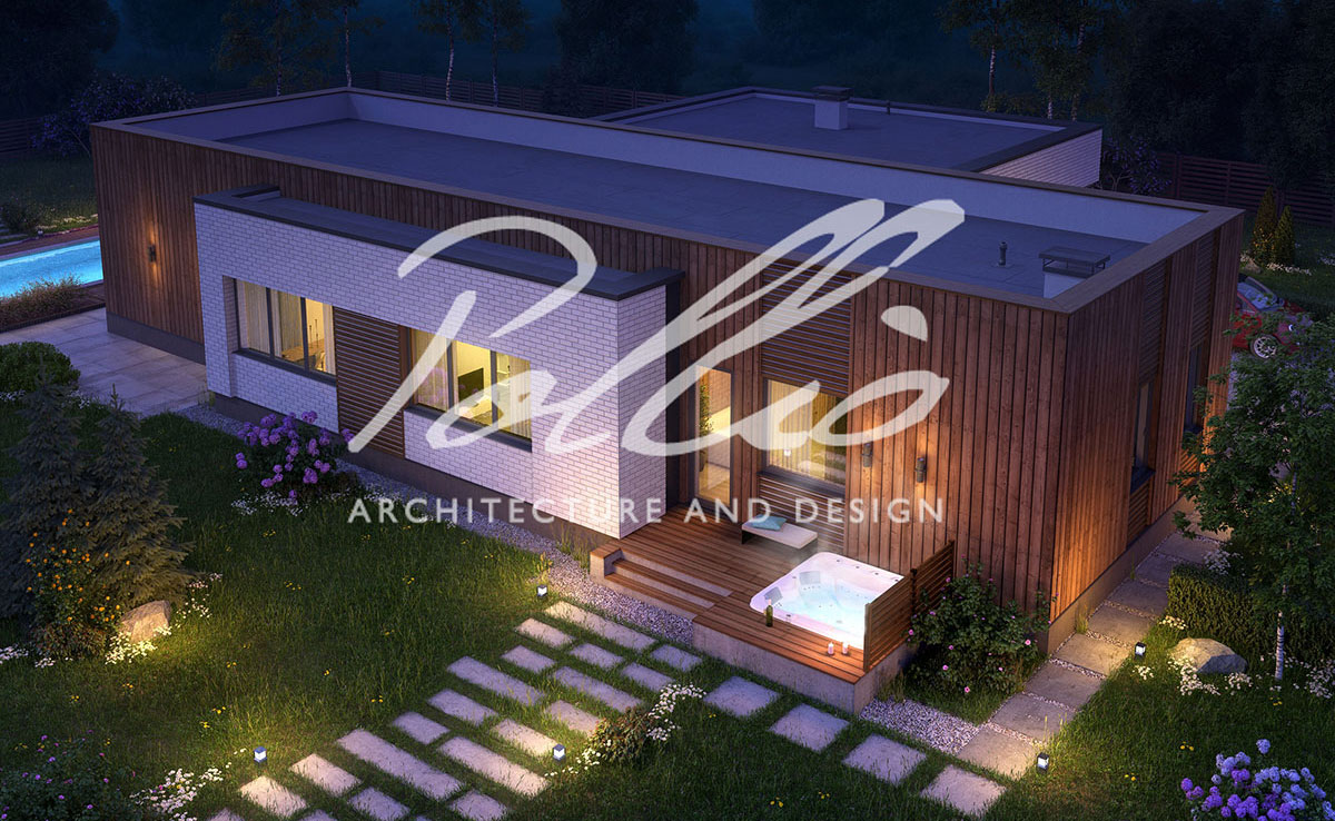 Projekt domu jednorodzinnego o pow. 217 m²: Parterowy, 3 Sypialnie, Gabinet, 4 Łazienki, Otwarta kuchnia