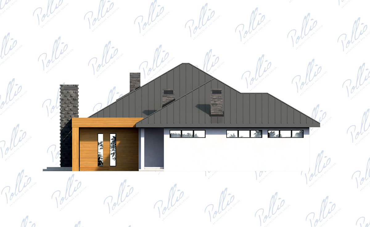 Projekt domu jednorodzinnego o pow. 260 m²: Parterowy, 3 Sypialnie, Gabinet, 3 Łazienki, Otwarta kuchnia, Garaż