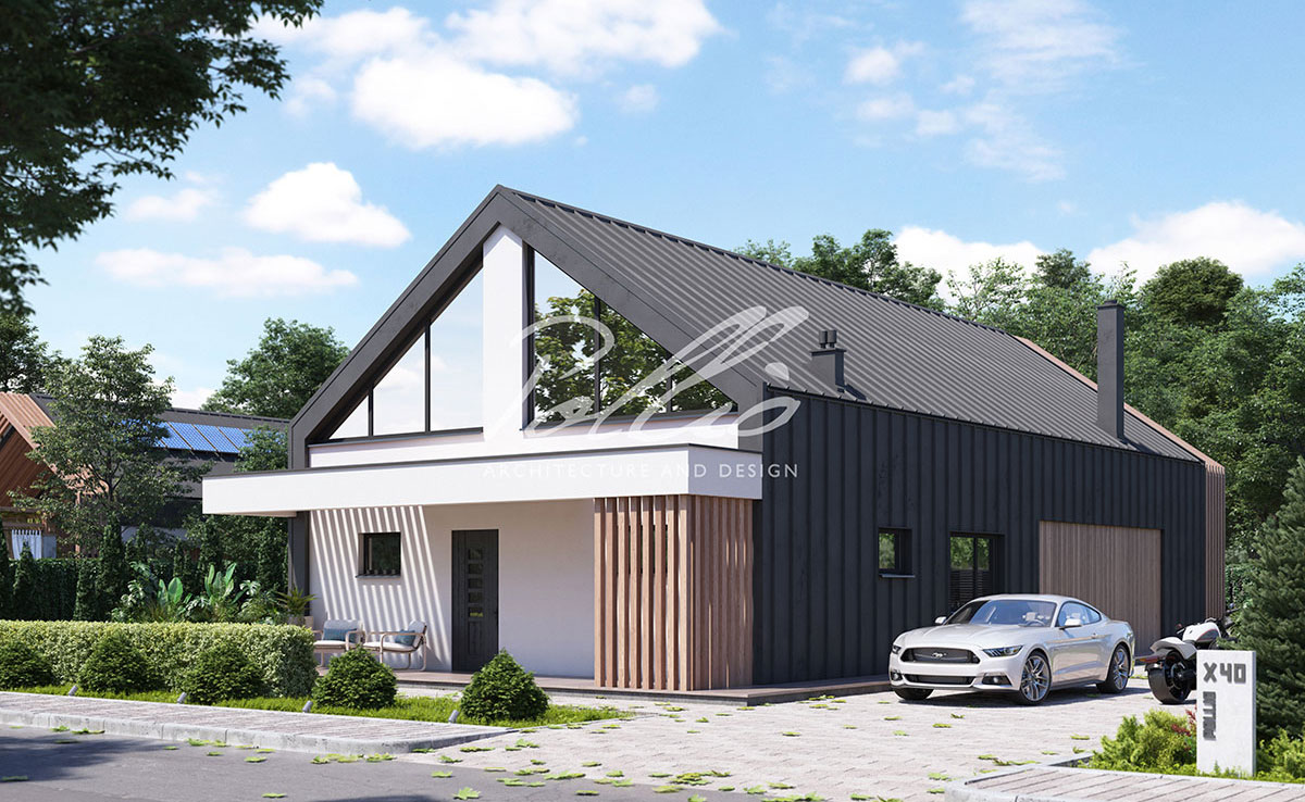 Projekt domu jednorodzinnego o pow. 195 m²: Parterowy z poddaszem użytkowym, 4 Sypialnie, 2 Łazienki, Otwarta kuchnia