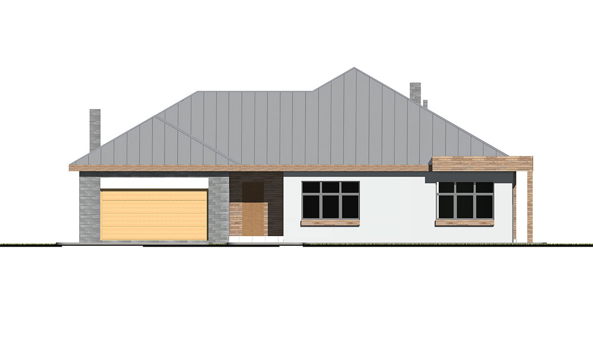 Projekt domu jednorodzinnego o pow. 187 m²: Parterowy, 4 Sypialnie, 3 Łazienki, Otwarta kuchnia, Garaż