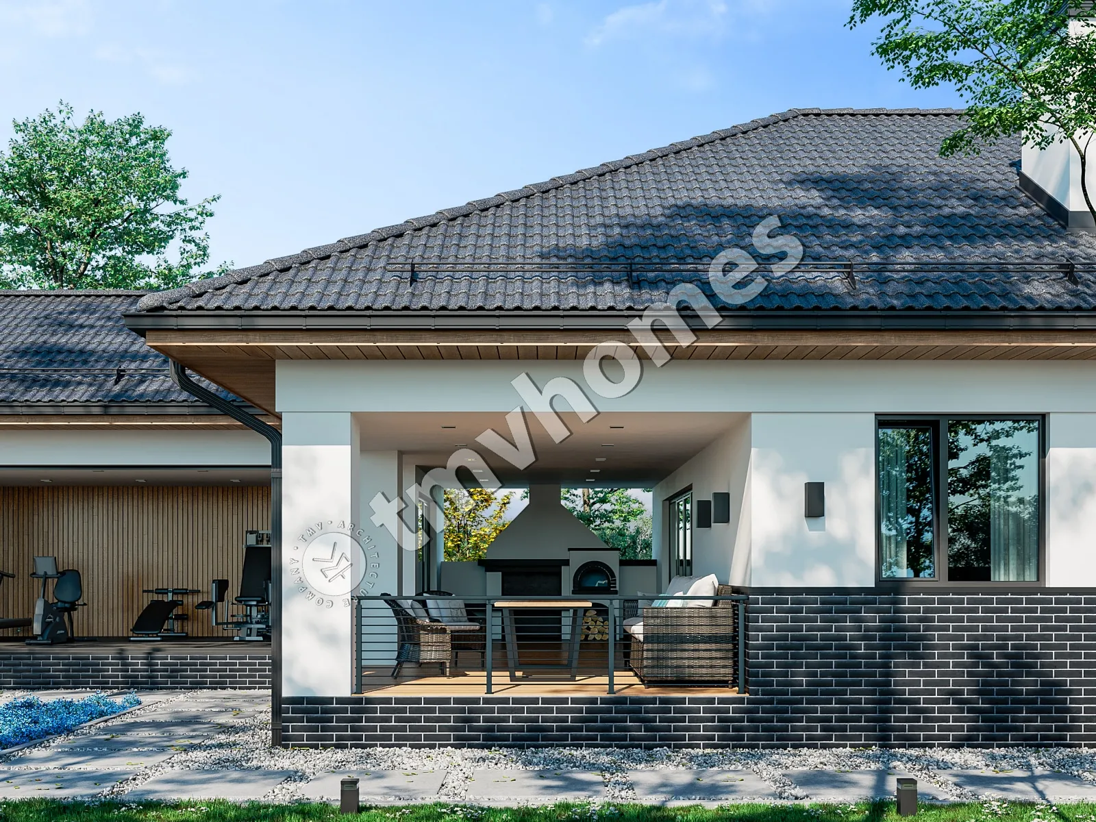 Projekt domu jednorodzinnego o pow. 135 m²: Parterowy, 4 Sypialnie, Gabinet, 3 Łazienki, Otwarta kuchnia, Garaż