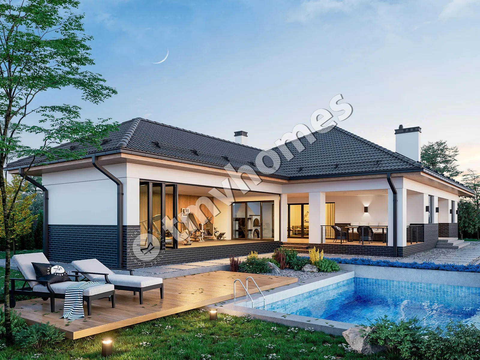 Projekt domu jednorodzinnego o pow. 135 m²: Parterowy, 2 Sypialnie, 1 Łazienki