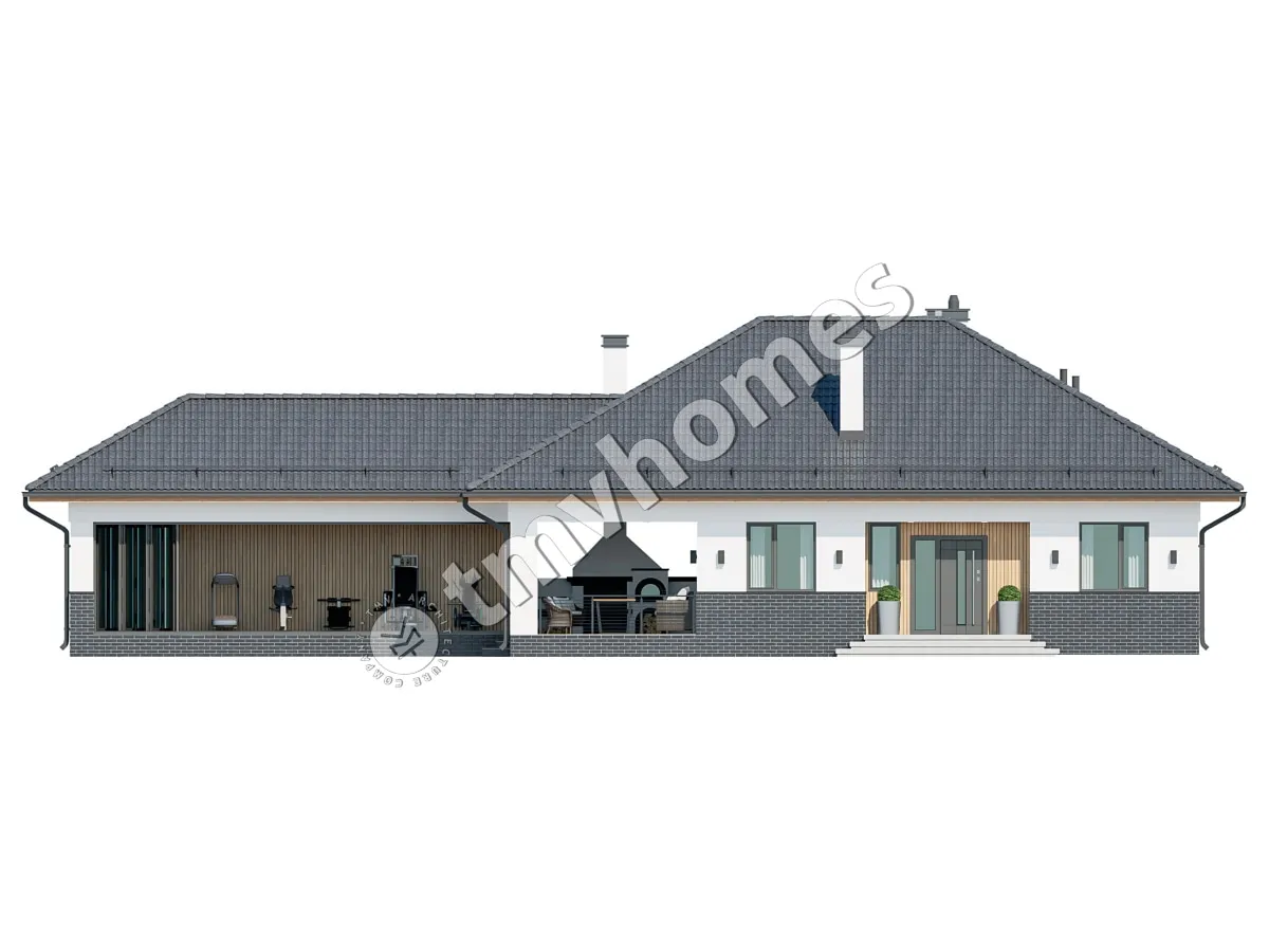 Projekt domu jednorodzinnego o pow. 135 m²: Parterowy, 2 Sypialnie, 1 Łazienki