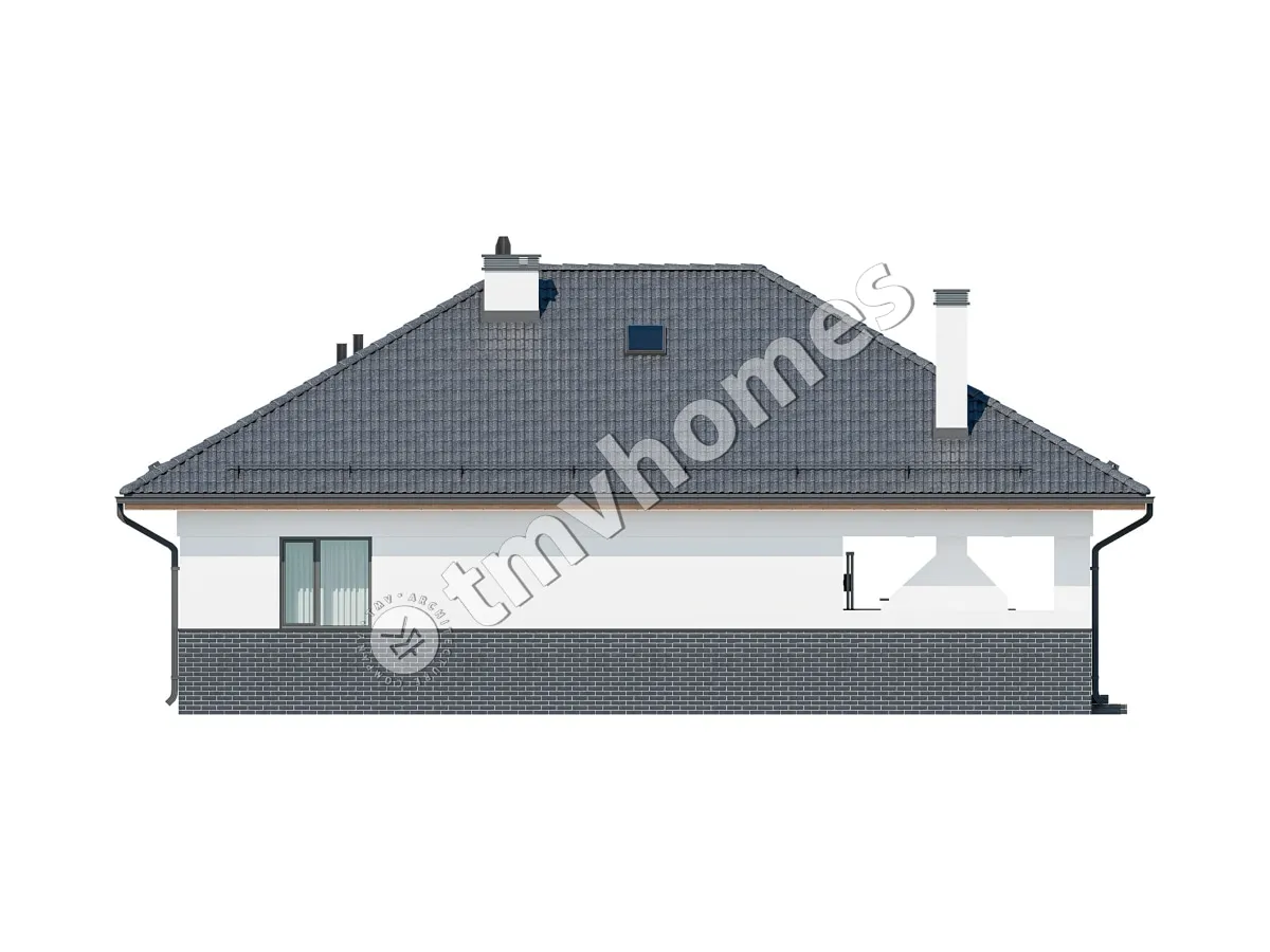 Projekt domu jednorodzinnego o pow. 100 m²: Parterowy, 2 Sypialnie, 1 Łazienki, Otwarta kuchnia