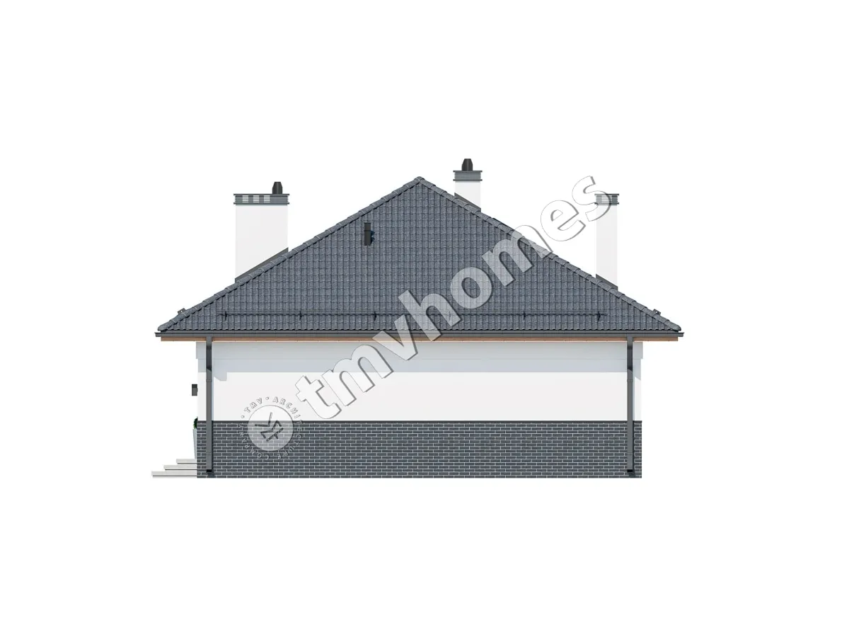 Projekt domu jednorodzinnego o pow. 100 m²: Parterowy, 2 Sypialnie, 1 Łazienki, Otwarta kuchnia