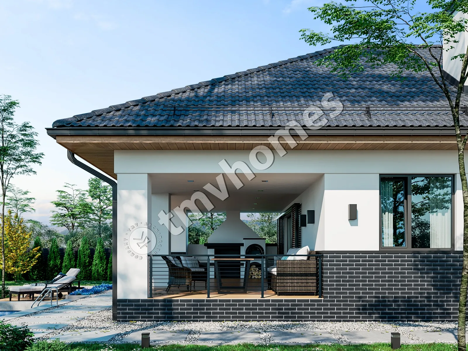 Projekt domu jednorodzinnego o pow. 100 m²: Parterowy, 2 Sypialnie, 1 Łazienki, Otwarta kuchnia