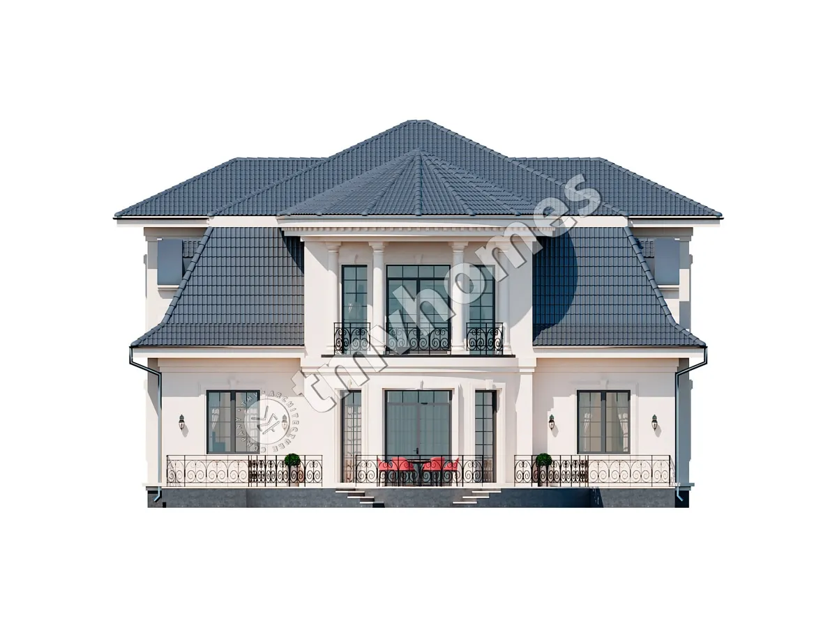 Projekt domu jednorodzinnego o pow. 358 m²: Piętrowy, 4 Sypialnie, 4 Łazienki