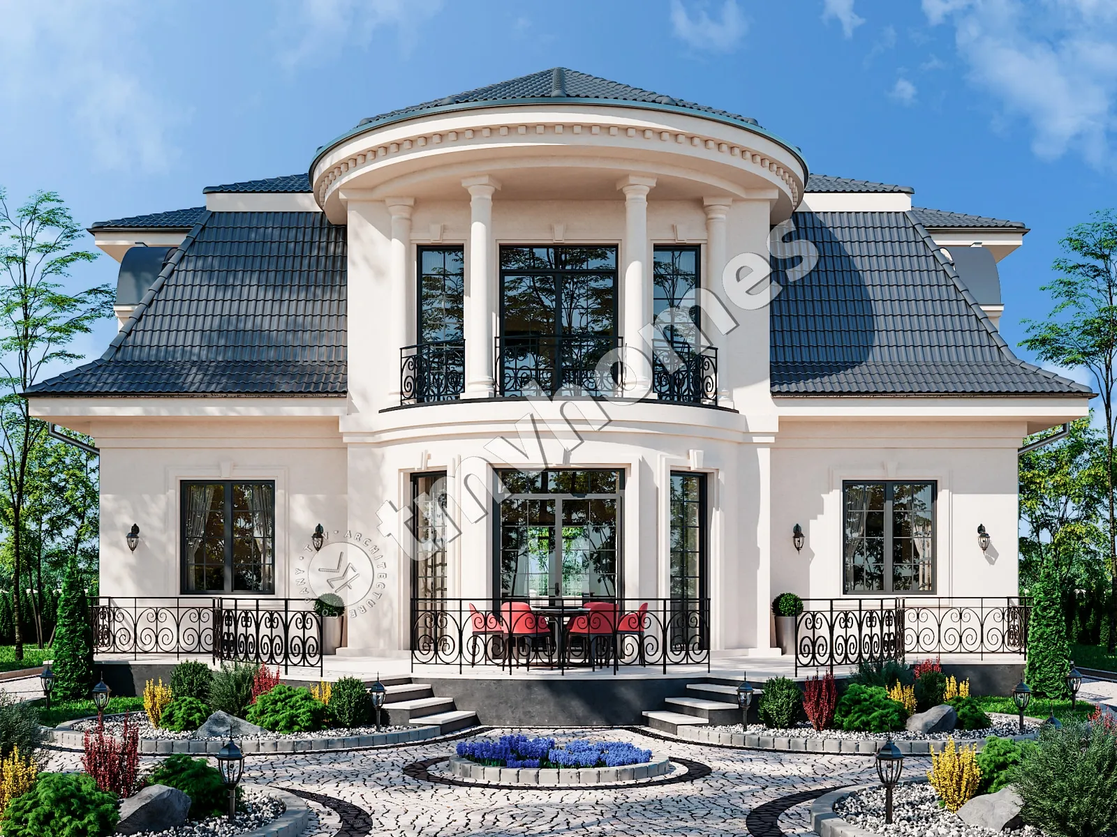 Projekt domu jednorodzinnego o pow. 358 m²: Piętrowy, 4 Sypialnie, 4 Łazienki