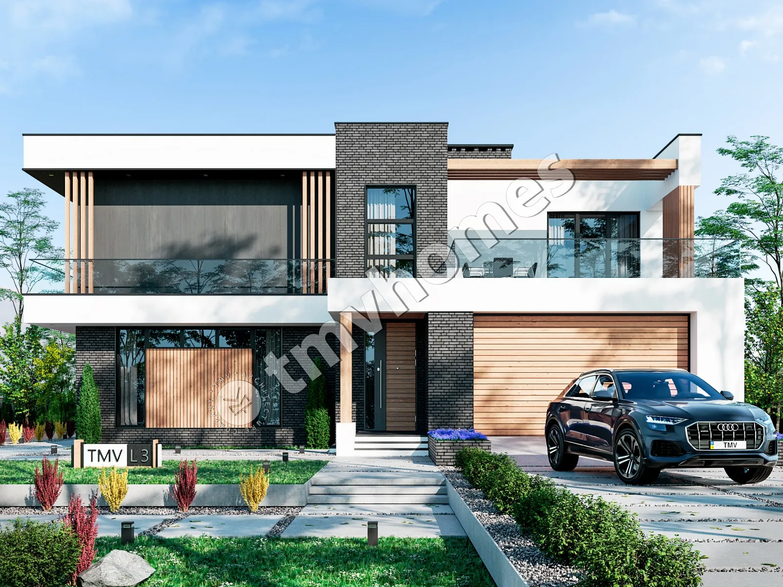 Projekt domu jednorodzinnego o pow. 330 m²: Piętrowy, 4 Sypialnie, Gabinet, 3 Łazienki, Otwarta kuchnia, Garaż