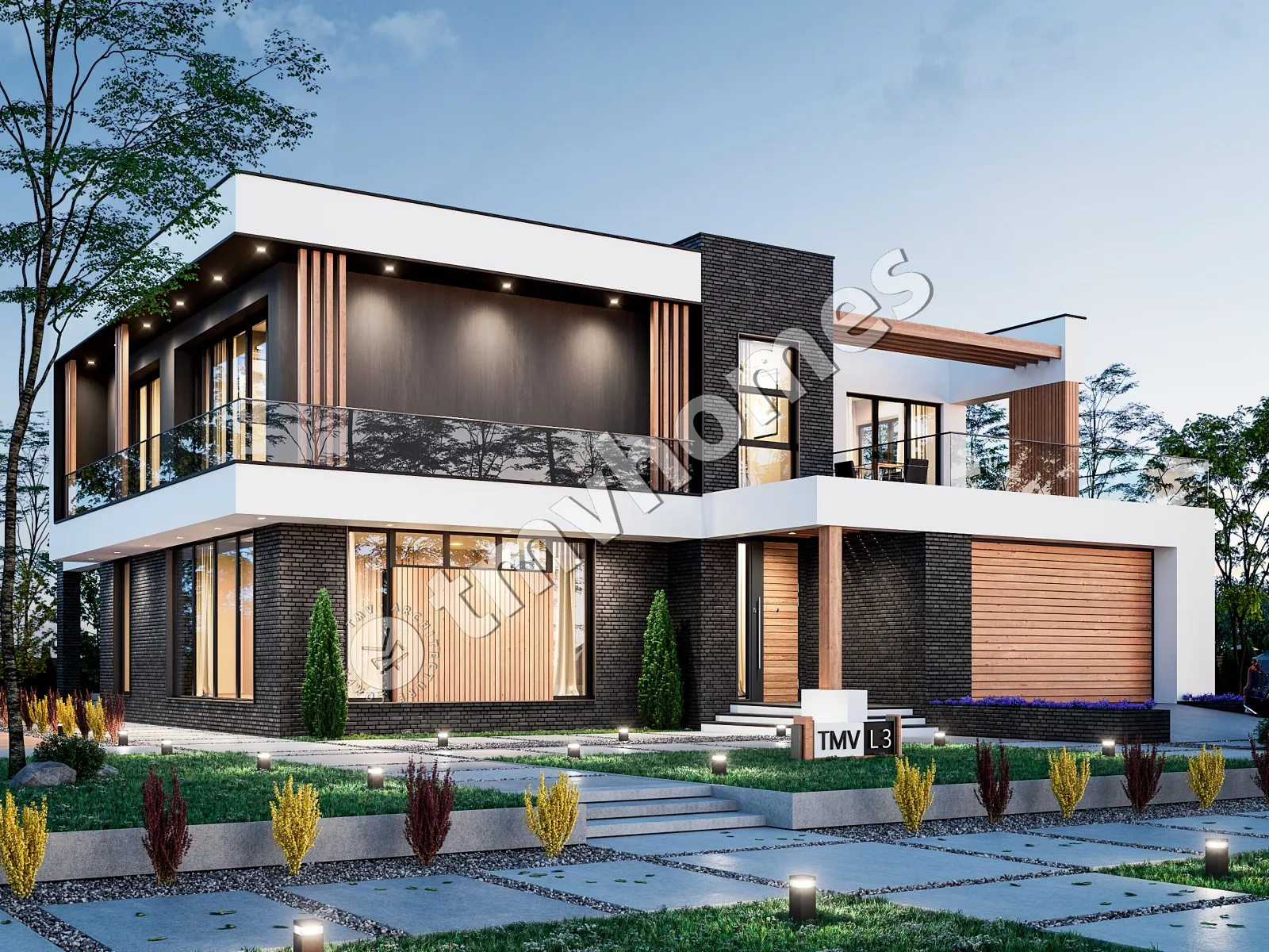 Projekt domu jednorodzinnego o pow. 330 m²: Piętrowy, 4 Sypialnie, Gabinet, 3 Łazienki, Otwarta kuchnia, Garaż