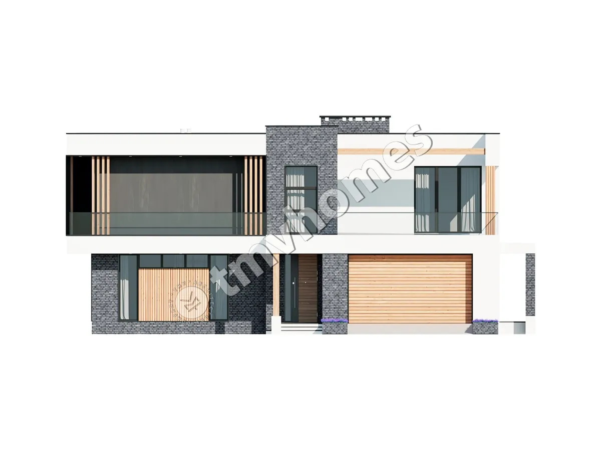 Projekt domu jednorodzinnego o pow. 330 m²: Piętrowy, 4 Sypialnie, Gabinet, 3 Łazienki, Otwarta kuchnia, Garaż