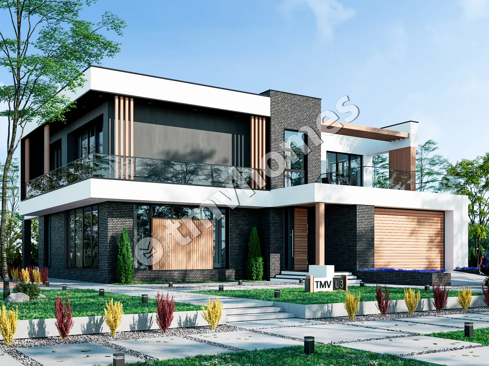 Projekt domu jednorodzinnego o pow. 330 m²: Piętrowy, 4 Sypialnie, Gabinet, 3 Łazienki, Otwarta kuchnia, Garaż