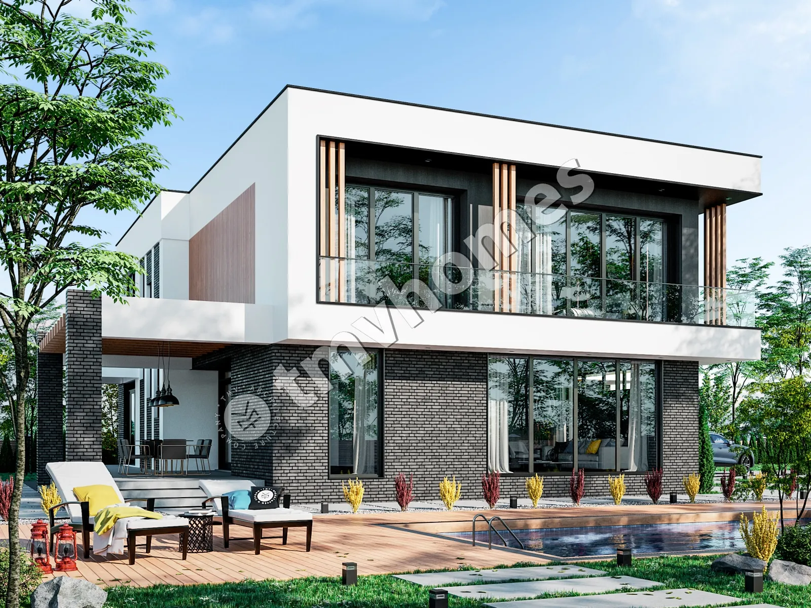 Projekt domu jednorodzinnego o pow. 330 m²: Piętrowy, 4 Sypialnie, Gabinet, 3 Łazienki, Otwarta kuchnia, Garaż