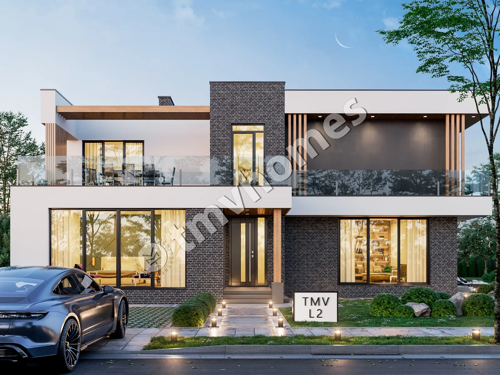 Projekt domu jednorodzinnego o pow. 329 m²: Piętrowy, 5 Sypialnie, 3 Łazienki, Otwarta kuchnia