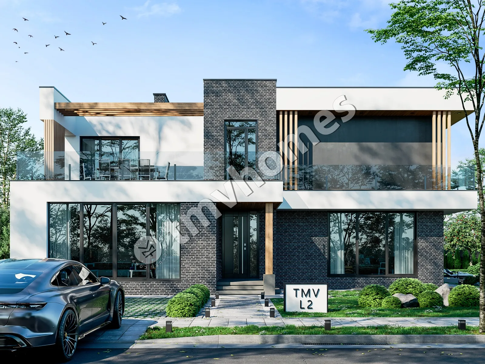 Projekt domu jednorodzinnego o pow. 329 m²: Piętrowy, 5 Sypialnie, 3 Łazienki, Otwarta kuchnia