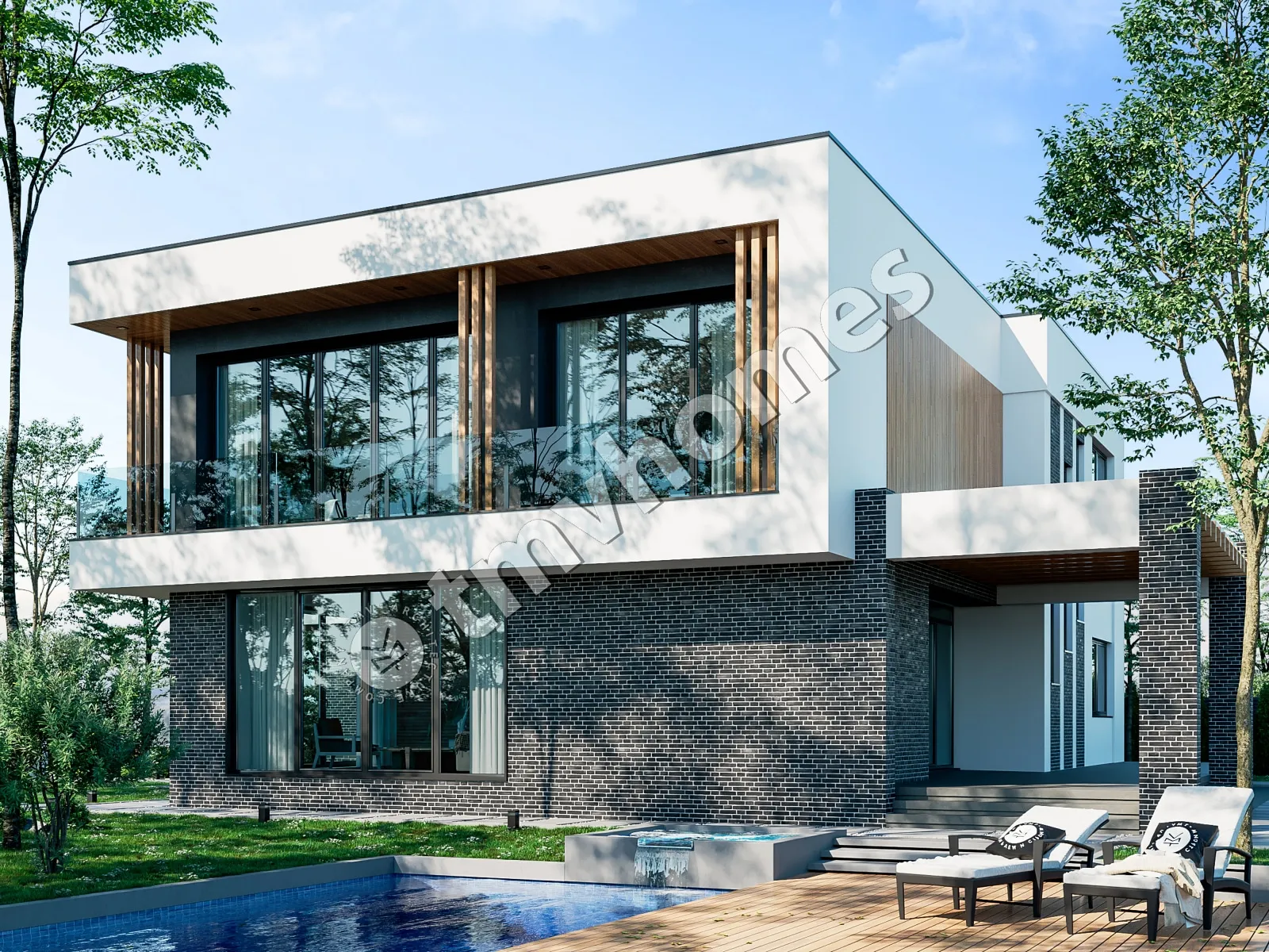 Projekt domu jednorodzinnego o pow. 329 m²: Piętrowy, 5 Sypialnie, 3 Łazienki, Otwarta kuchnia