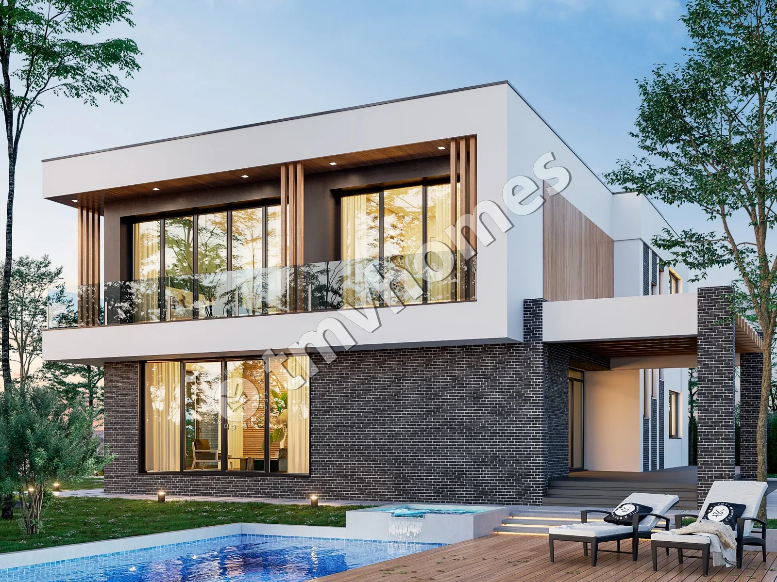 Projekt domu jednorodzinnego o pow. 329 m²: Piętrowy, 5 Sypialnie, 3 Łazienki, Otwarta kuchnia