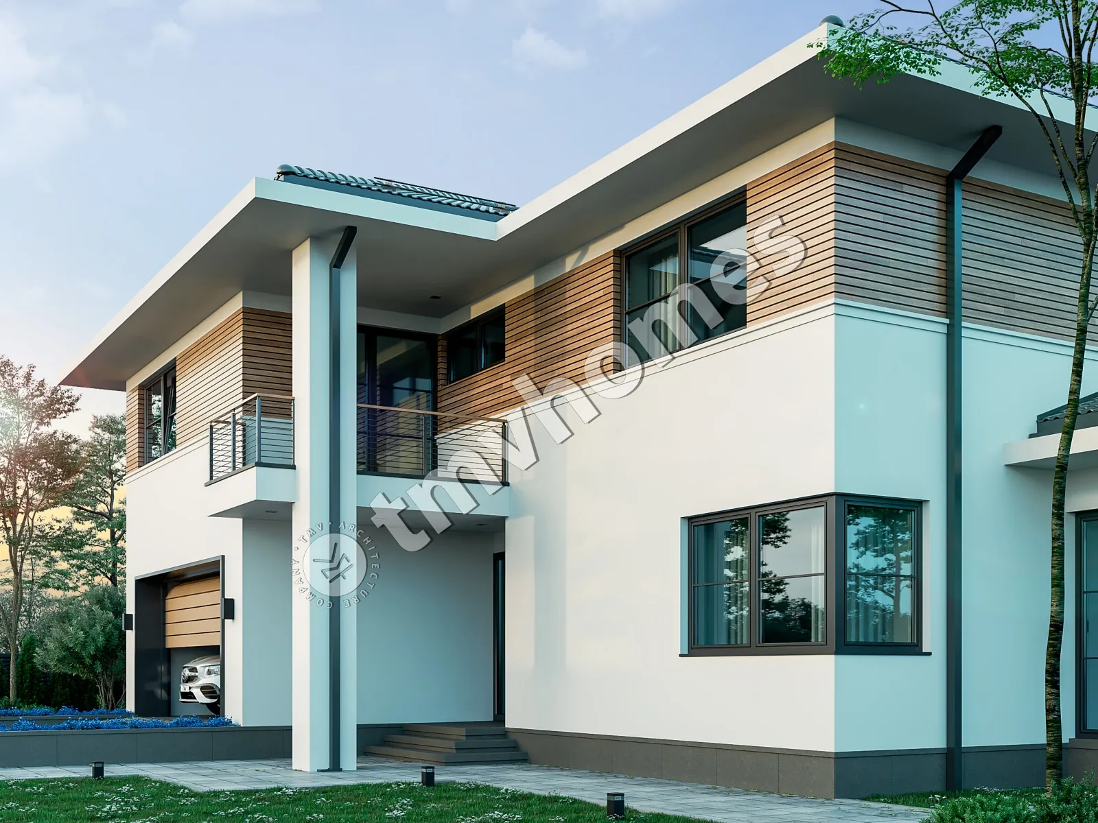 Projekt domu jednorodzinnego o pow. 281 m²: Piętrowy, 4 Sypialnie, Gabinet, 3 Łazienki, Otwarta kuchnia, Garaż