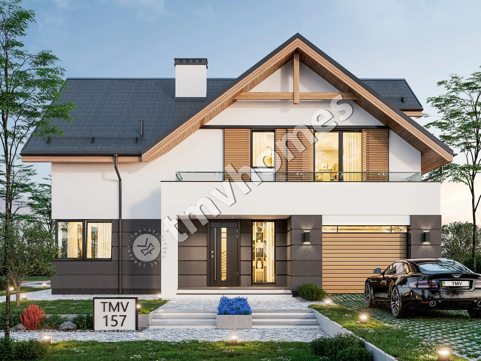 Projekt domu jednorodzinnego o pow. 252 m²: Parterowy z poddaszem użytkowym, 4 Sypialnie, Gabinet, 3 Łazienki, Otwarta kuchnia, Garaż