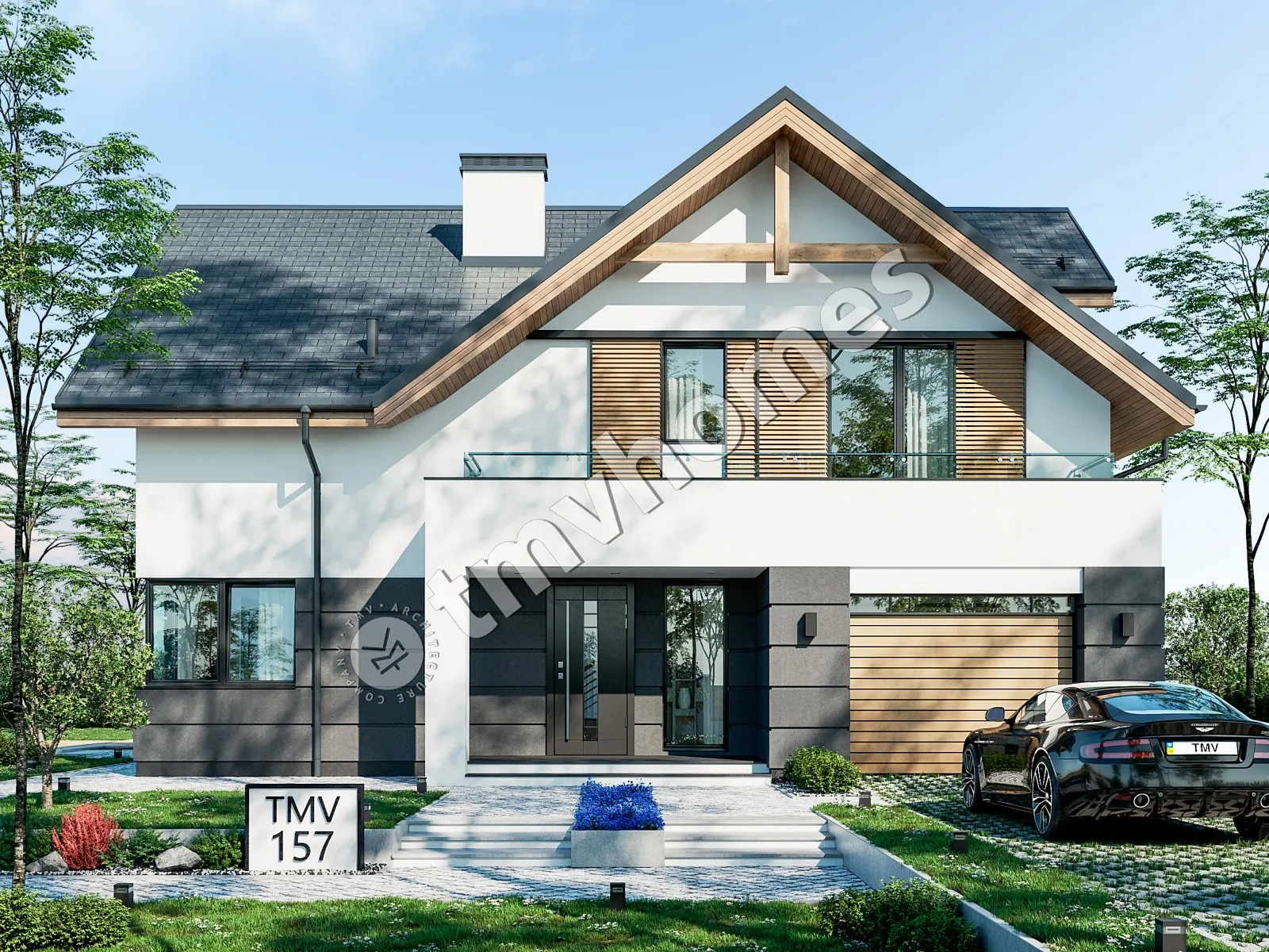 Projekt domu jednorodzinnego o pow. 252 m²: Parterowy z poddaszem użytkowym, 4 Sypialnie, Gabinet, 3 Łazienki, Otwarta kuchnia, Garaż