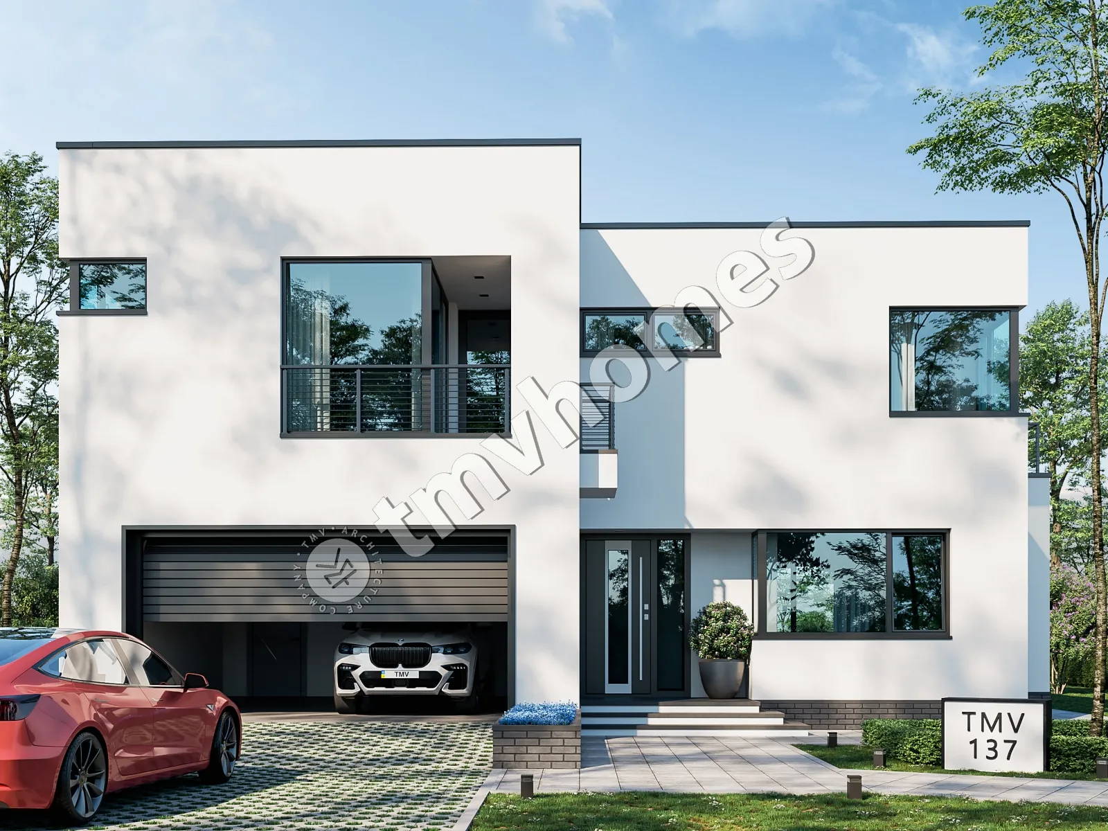 Projekt domu jednorodzinnego o pow. 227 m²: Piętrowy, 3 Sypialnie, Gabinet, 3 Łazienki, Otwarta kuchnia, Garaż