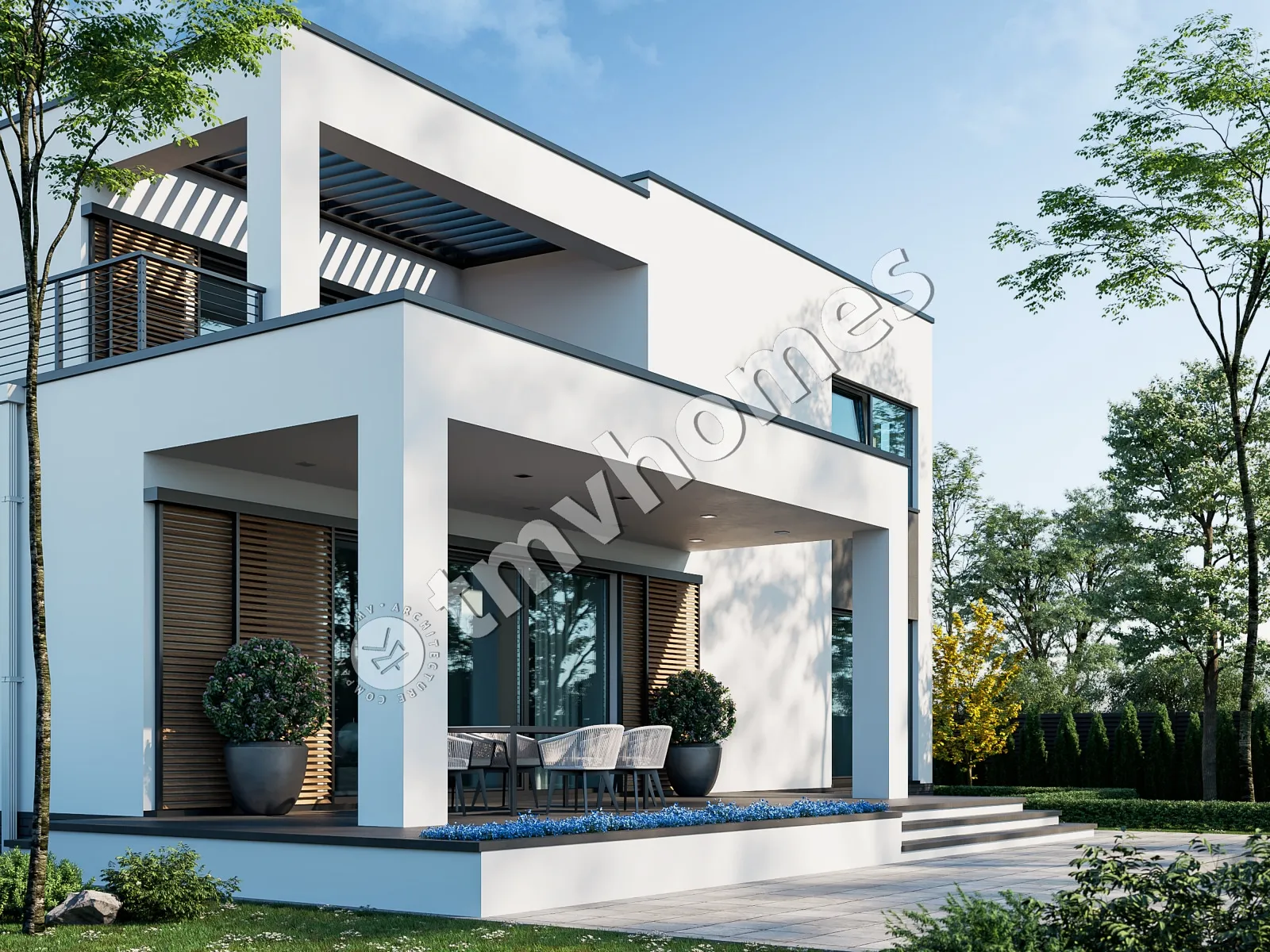 Projekt domu jednorodzinnego o pow. 227 m²: Piętrowy, 3 Sypialnie, Gabinet, 3 Łazienki, Otwarta kuchnia, Garaż