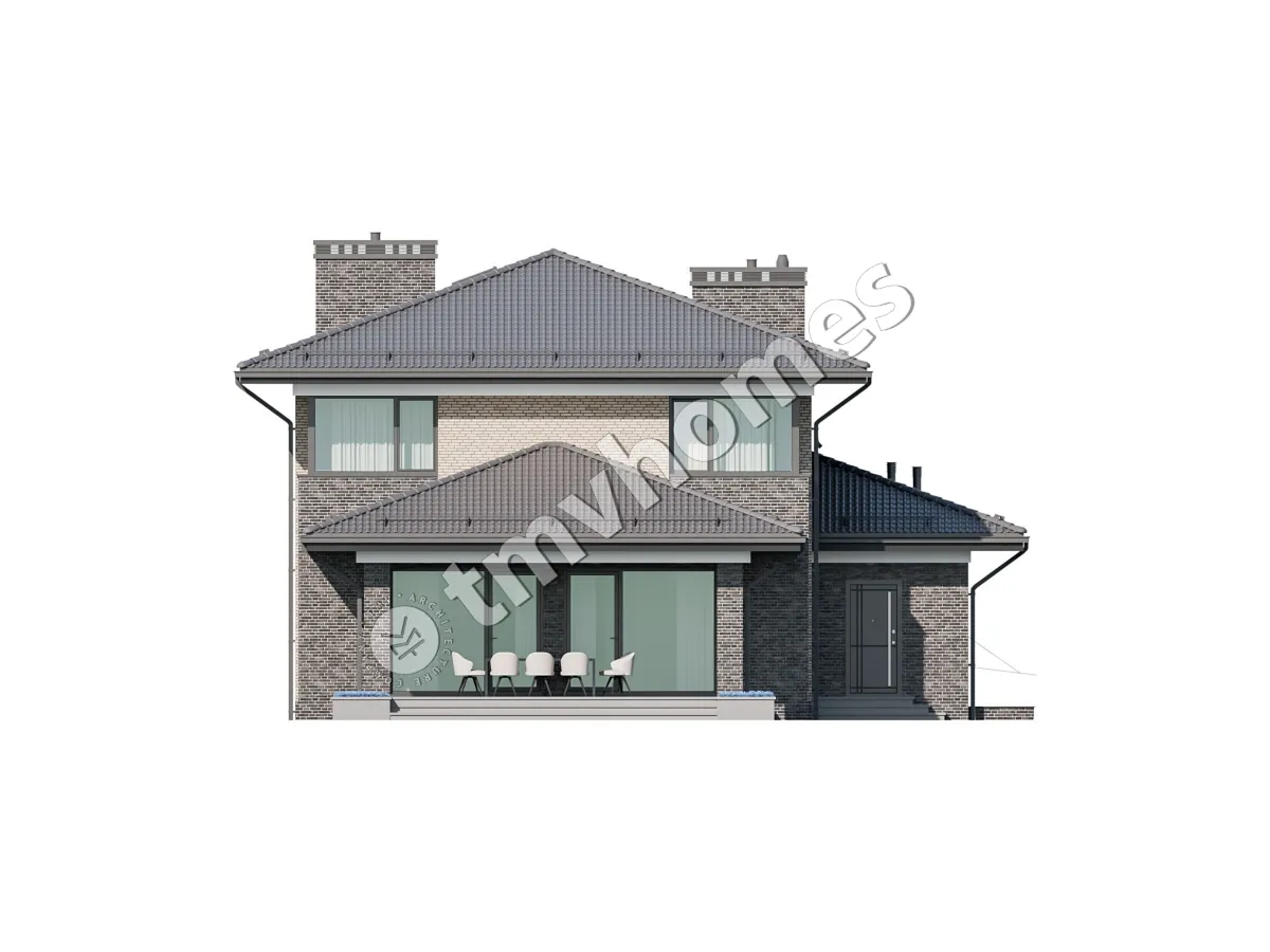 Projekt domu jednorodzinnego o pow. 374 m²: Piętrowy + Piwnica, 3 Sypialnie, Gabinet, 2 Łazienki, Otwarta kuchnia, Garaż