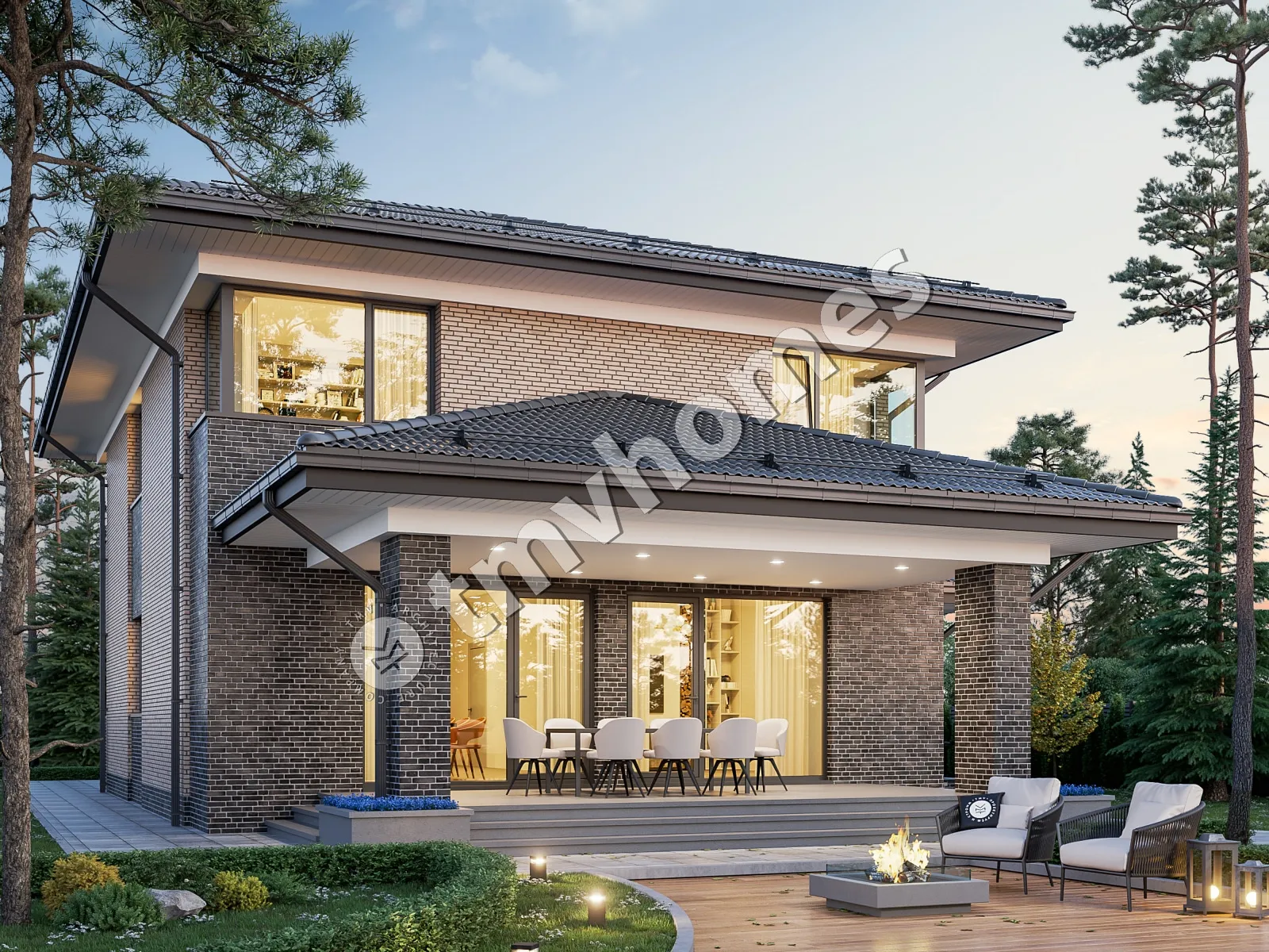 Projekt domu jednorodzinnego o pow. 374 m²: Piętrowy + Piwnica, 3 Sypialnie, Gabinet, 2 Łazienki, Otwarta kuchnia, Garaż