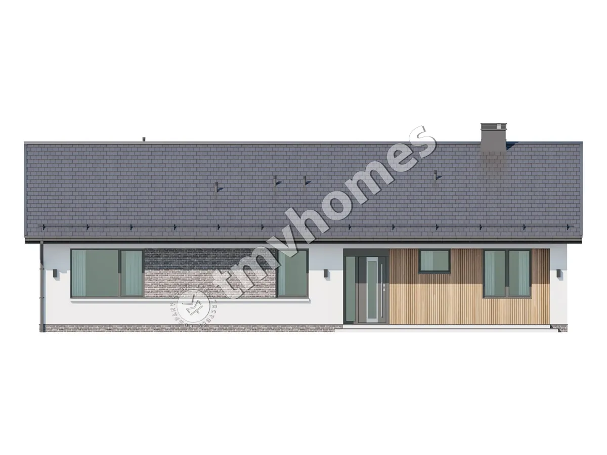 Projekt domu jednorodzinnego o pow. 170 m²: Parterowy, 2 Sypialnie, Gabinet, 2 Łazienki, Otwarta kuchnia