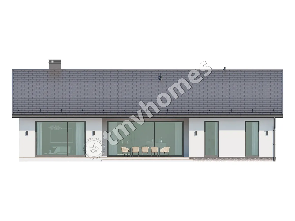 Projekt domu jednorodzinnego o pow. 170 m²: Parterowy, 2 Sypialnie, Gabinet, 2 Łazienki, Otwarta kuchnia