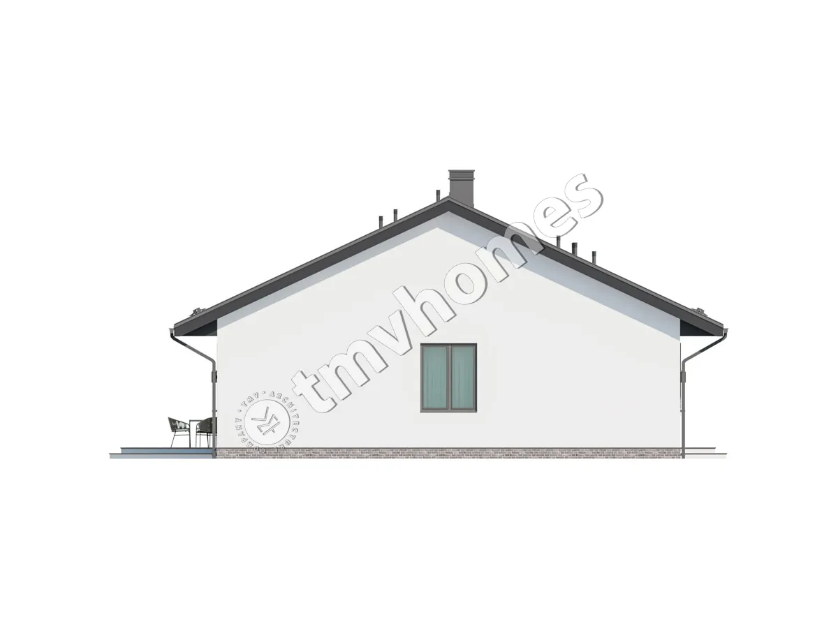 Projekt domu jednorodzinnego o pow. 170 m²: Parterowy, 2 Sypialnie, Gabinet, 2 Łazienki, Otwarta kuchnia